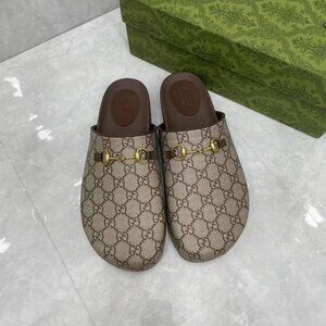 ‌Gucci GG Supreme Mules with Horsebit Accent‌